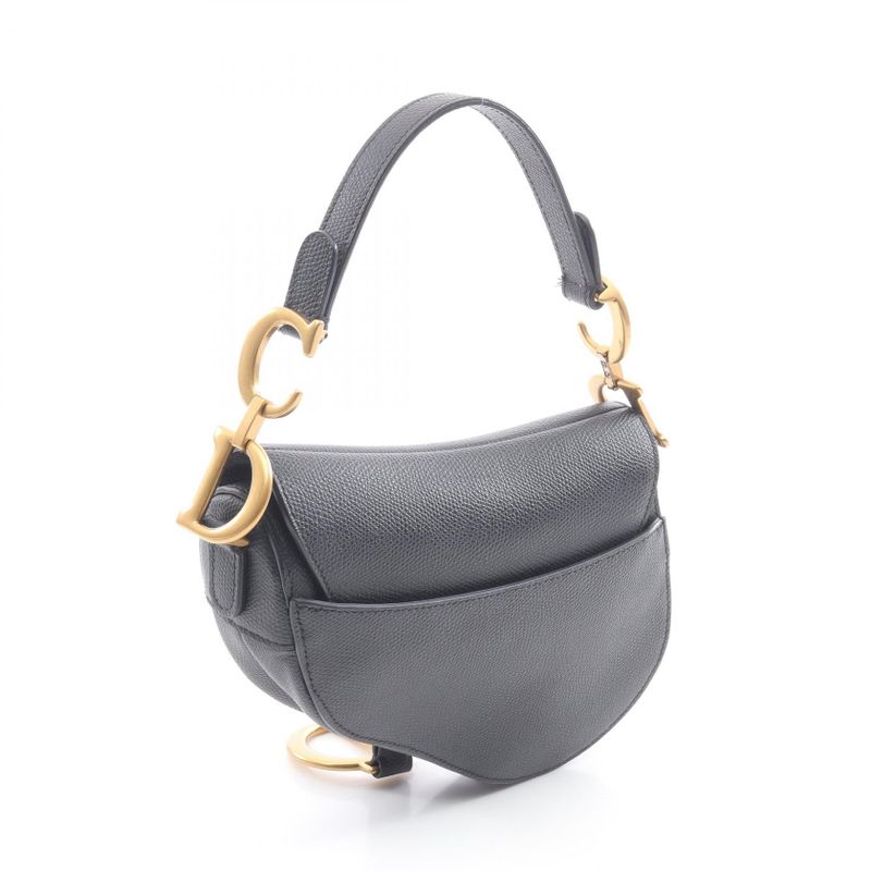 Dior Handbag Saddle Bag Mini Black Leather Saddle Bag Mini Ladies Used A