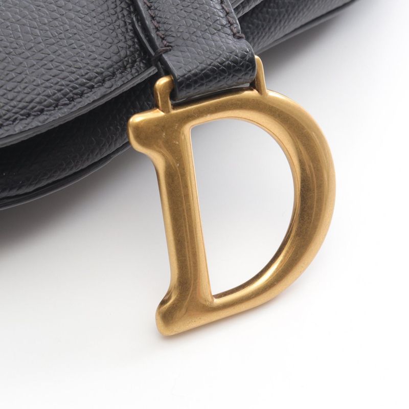 Dior Handbag Saddle Bag Mini Black Leather Saddle Bag Mini Ladies Used A