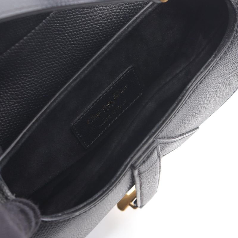Dior Handbag Saddle Bag Mini Black Leather Saddle Bag Mini Ladies Used A