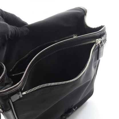 Prada Shoulder Bag Va0770 Black Nylon Saffiano Leather