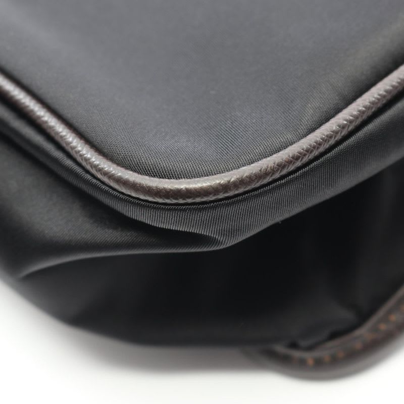 Prada Shoulder Bag Va0770 Black Nylon Saffiano Leather