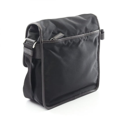 Prada Shoulder Bag Va0770 Black Nylon Saffiano Leather