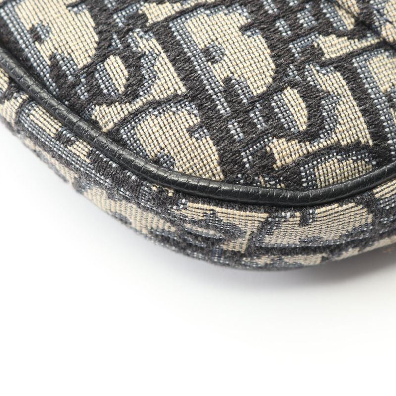 Dior Shoulder Bag Saddle Oblique Jacquard Navy Canvas Leather Oblique Saddle