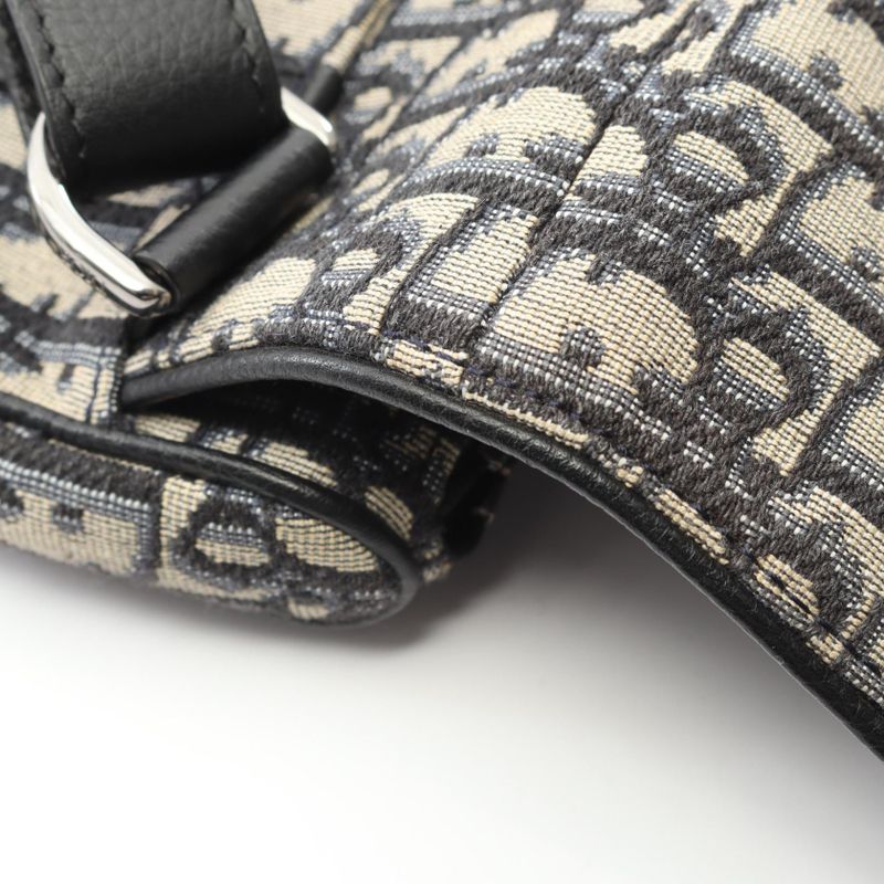 Dior Shoulder Bag Saddle Oblique Jacquard Navy Canvas Leather Oblique Saddle