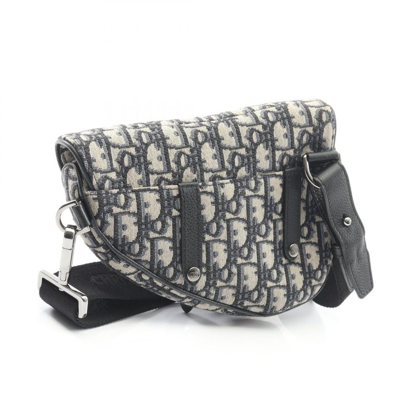 Dior Shoulder Bag Saddle Oblique Jacquard Navy Canvas Leather Oblique Saddle