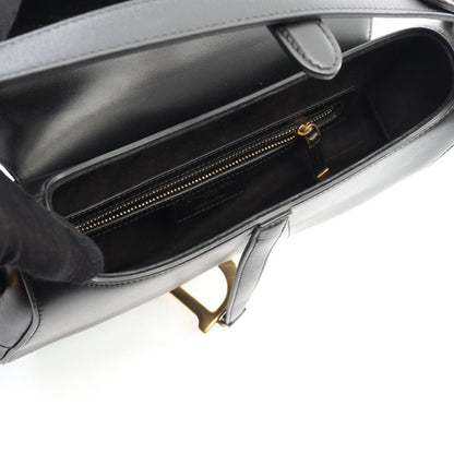 Dior Handbag Saddle Bag Black Leather Saddle Bag Women's Used A