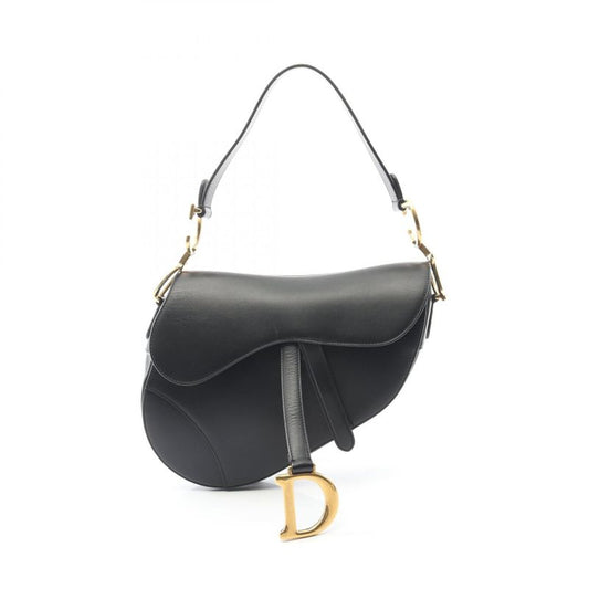 Dior Handbag Saddle Bag Black Leather Saddle Bag Women's Used A