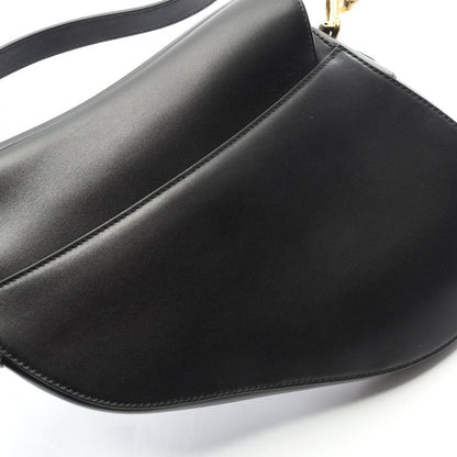 Dior Handbag Saddle Bag Black Leather Saddle Bag Women's Used A