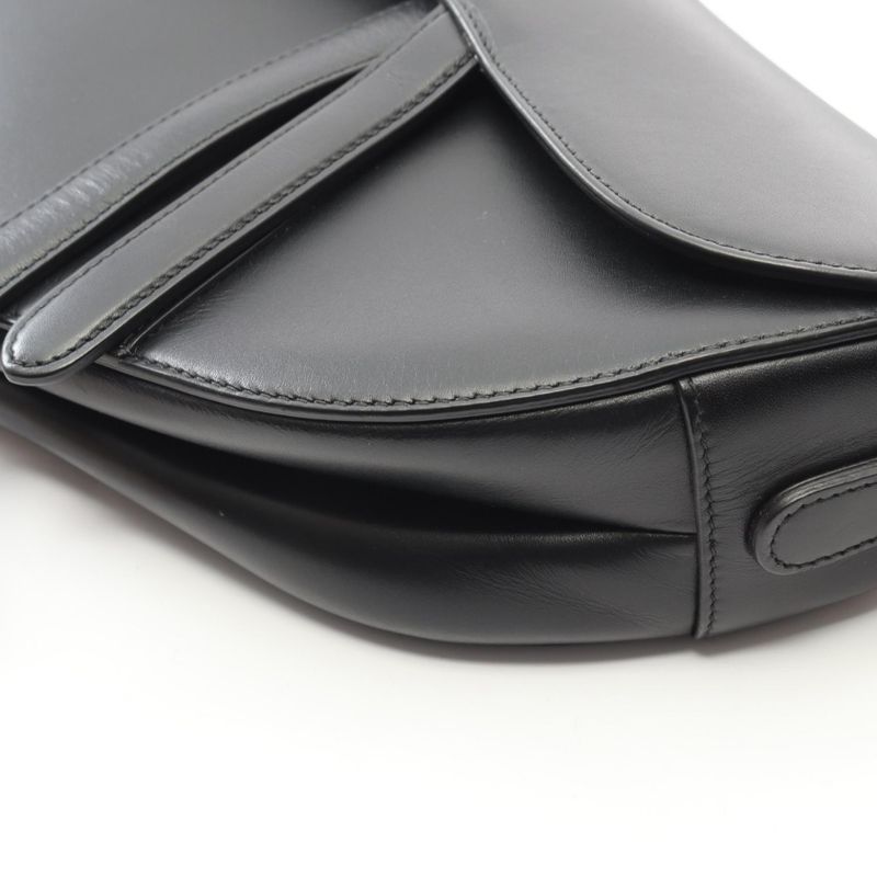 Dior Handbag Saddle Bag Black Leather Saddle Bag Women's Used A