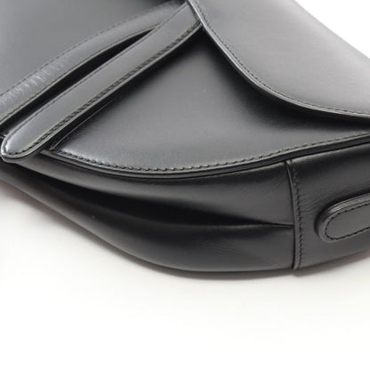 Dior Handbag Saddle Bag Black Leather Saddle Bag Women's Used A