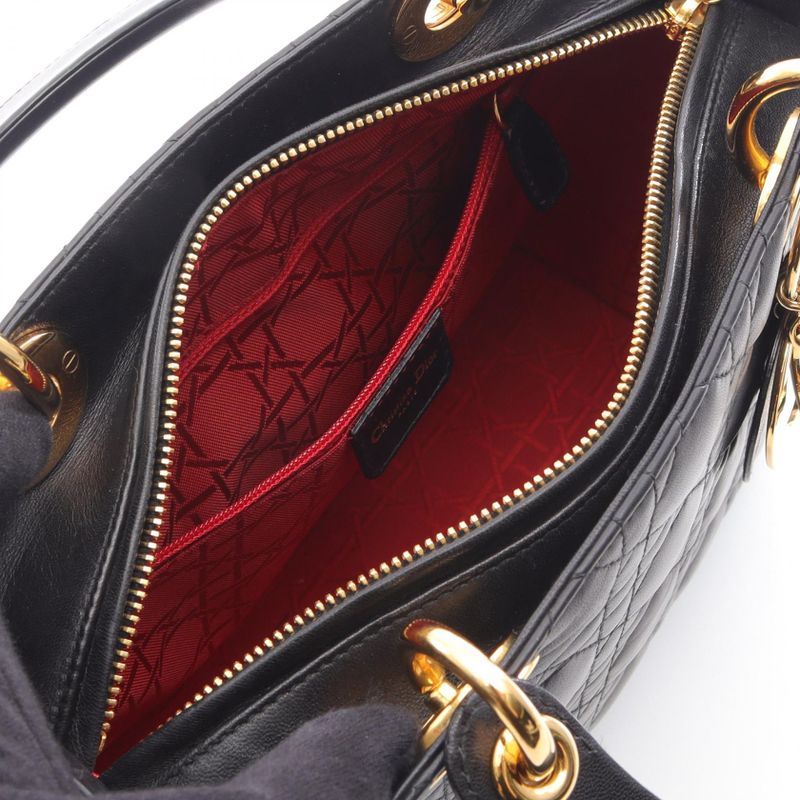 Dior Handbag Lady Dior Cannage Cal44550 Black Leather Lady Dior Cannage 2way