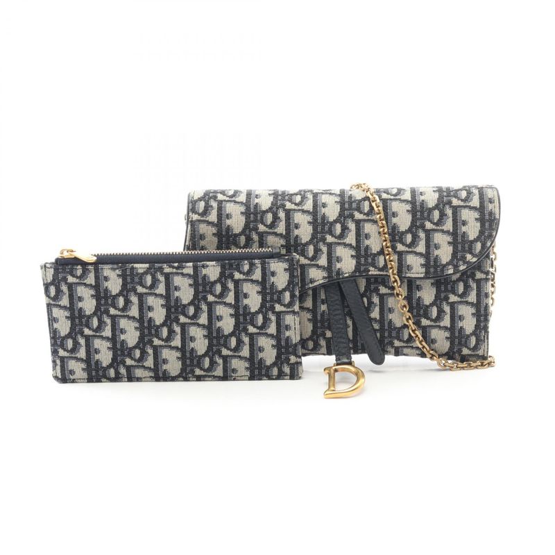 Dior Shoulder Bag Saddle Long Wallet Dior S5614ctzq_m928 Navy Canvas Leather