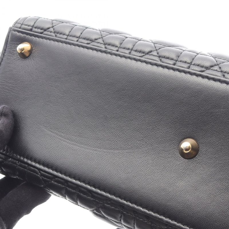 Dior Handbag Lady Dior Large Cannage Black Leather Lady Dior Cannage 2way Tote