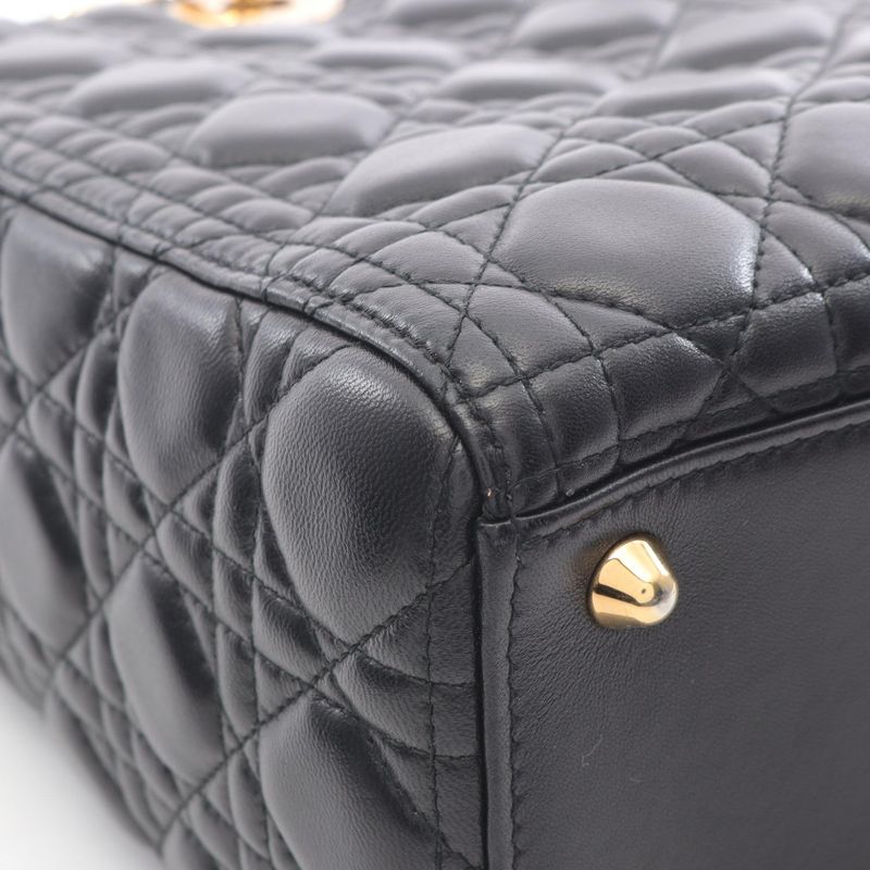 Dior Handbag Lady Dior Large Cannage Black Leather Lady Dior Cannage 2way Tote