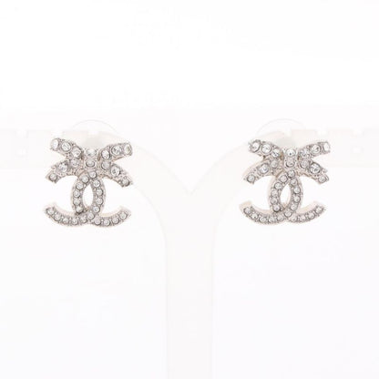 Chanel Earrings Coco Mark Ribbon Stainless Steel Earrings Women's Used A