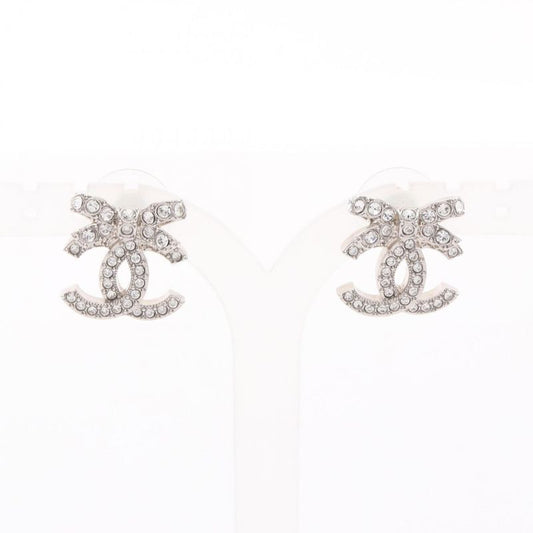 Chanel Earrings Coco Mark Ribbon Stainless Steel Earrings Women's Used A