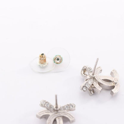 Chanel Earrings Coco Mark Ribbon Stainless Steel Earrings Women's Used A