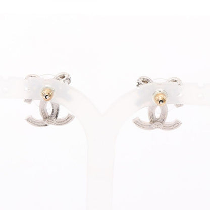 Chanel Earrings Coco Mark Ribbon Stainless Steel Earrings Women's Used A
