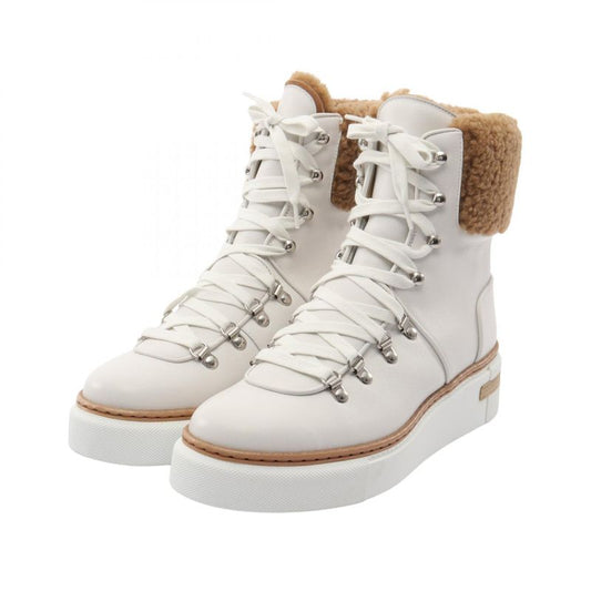 Hermes Boots Flocon Ankle Leather Shearling Boots Women's Used A