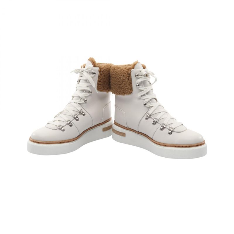 Hermes Boots Flocon Ankle Leather Shearling Boots Women's Used A