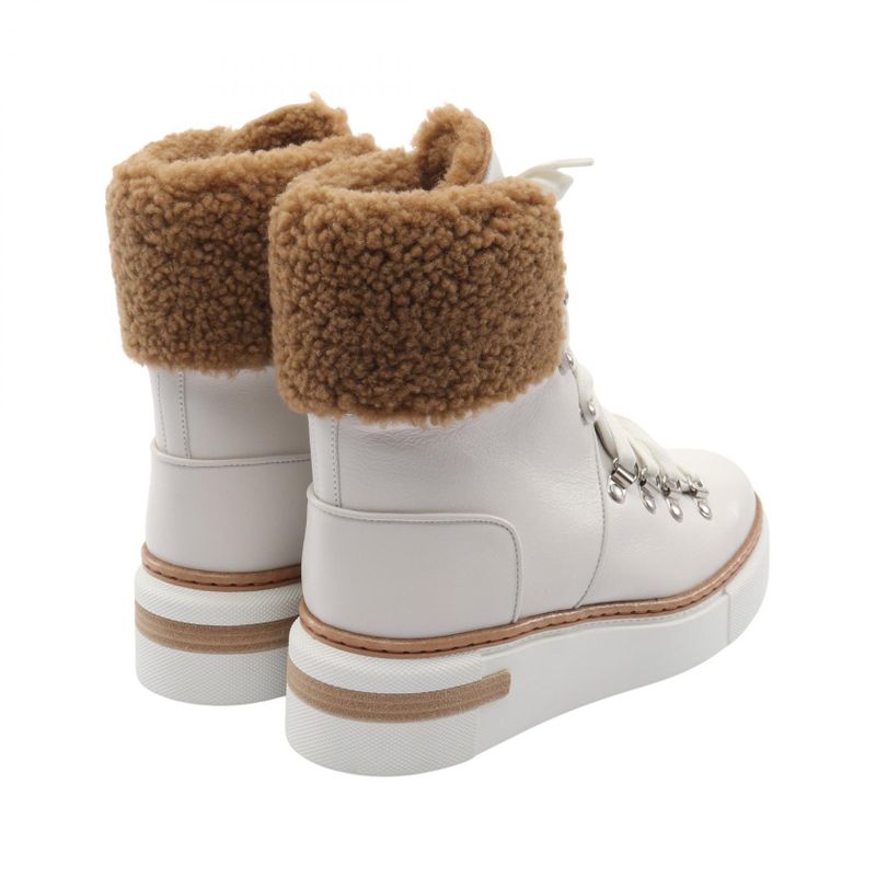 Hermes Boots Flocon Ankle Leather Shearling Boots Women's Used A