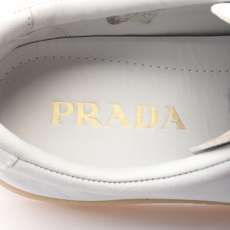 Prada Sneakers Triangle Logo Distressed Processing 2ee413 White Leather