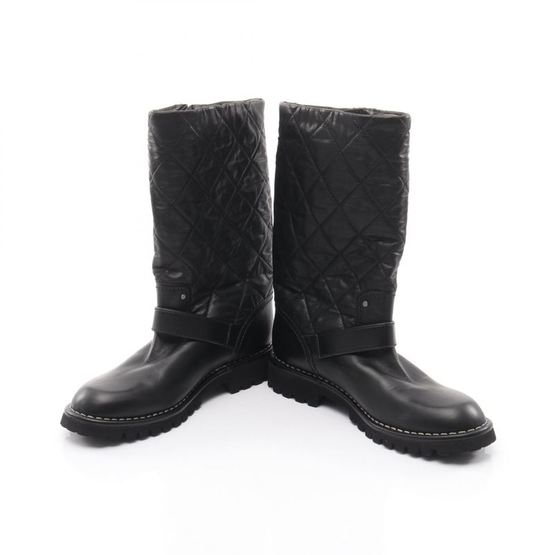 Chanel Boots Matelasse Engineer Leather Boots Women's Used A