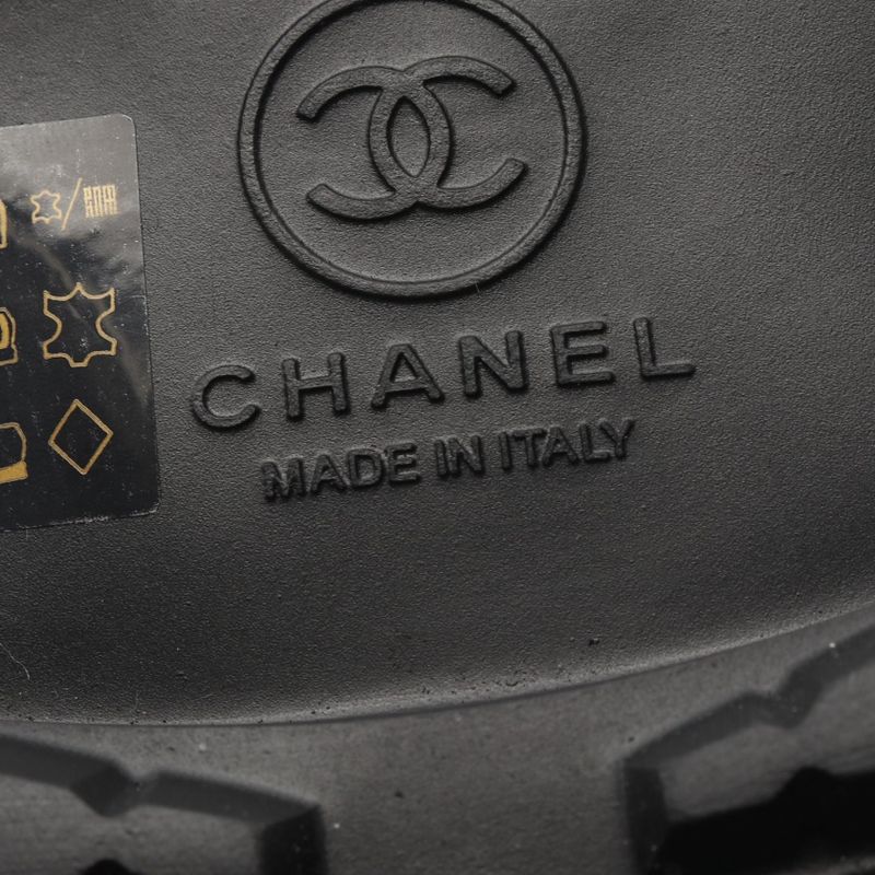 Chanel Boots Matelasse Engineer Leather Boots Women's Used A