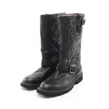 Chanel Boots Matelasse Engineer Leather Boots Women's Used A