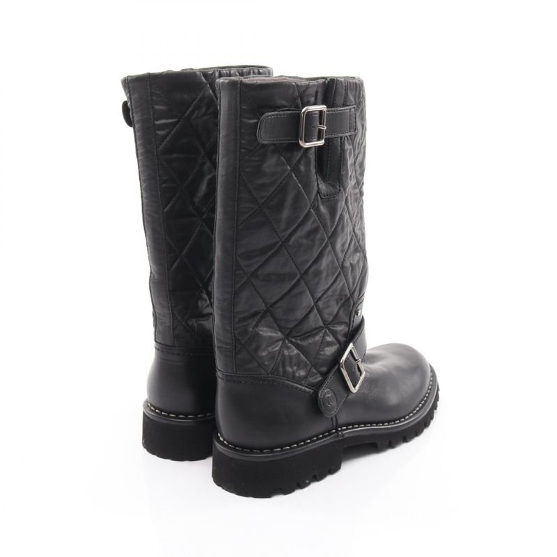 Chanel Boots Matelasse Engineer Leather Boots Women's Used A