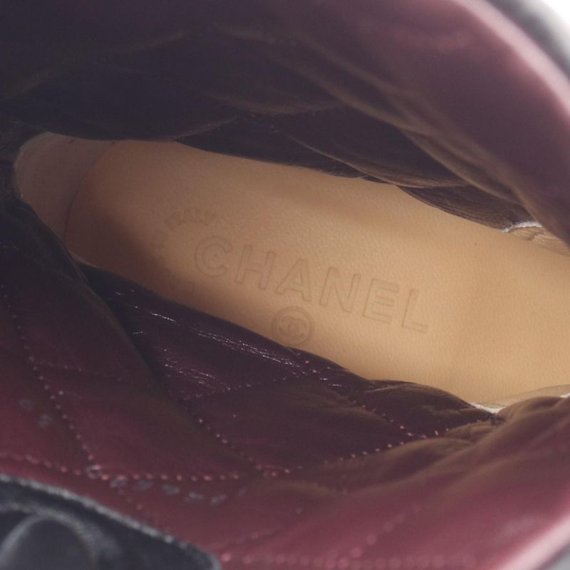 Chanel Boots Matelasse Engineer Leather Boots Women's Used A