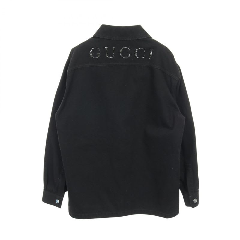 Gucci Denim Jacket Rhinestone Logo Zip Up Other