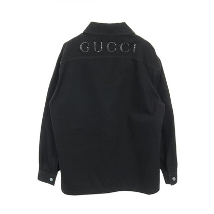 Gucci Denim Jacket Rhinestone Logo Zip Up Other
