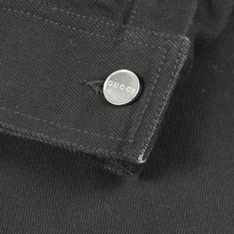 Gucci Denim Jacket Rhinestone Logo Zip Up Other