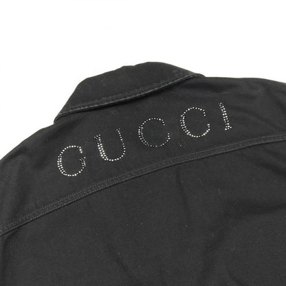 Gucci Denim Jacket Rhinestone Logo Zip Up Other