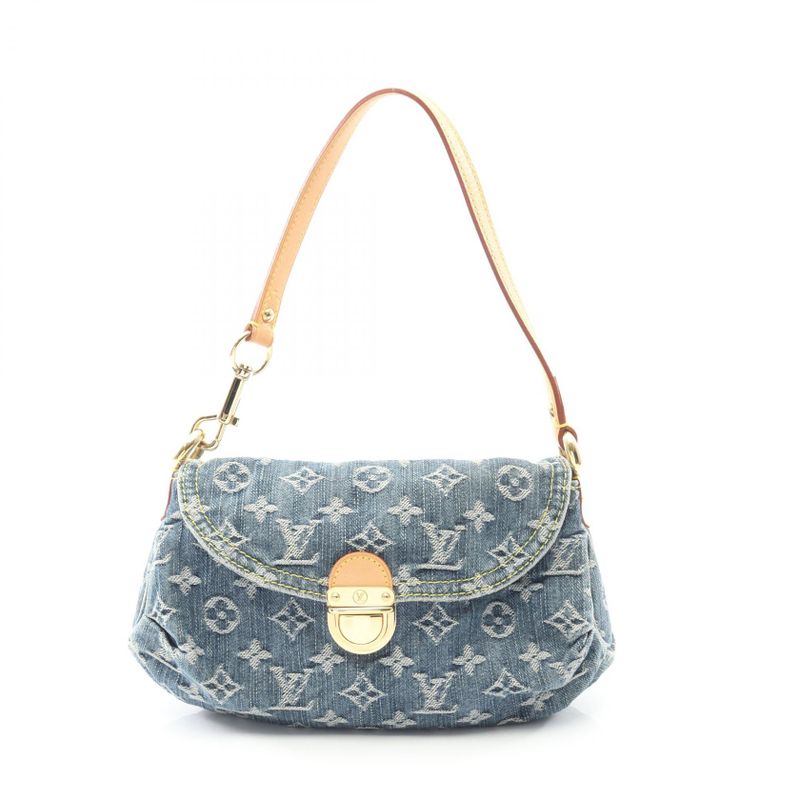 Louis Vuitton Shoulder Bag Mini Pleaty M95050 Blue Denim Leather Mini Pleaty