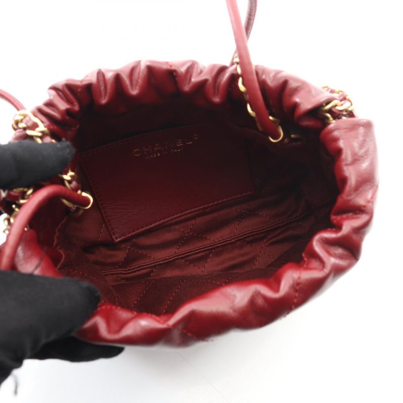 Chanel Shoulder Bag Chanel 22 Mini As3980 Bordeaux Leather Chanel22 Matelasse