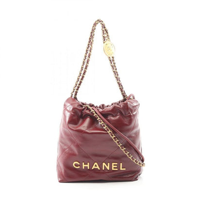 Chanel Shoulder Bag Chanel 22 Mini As3980 Bordeaux Leather Chanel22 Matelasse