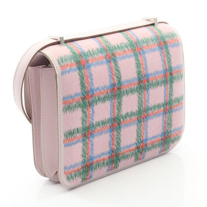 Hermes Shoulder Bag Constance 3 Mini Tartan Mauve Pale Leather