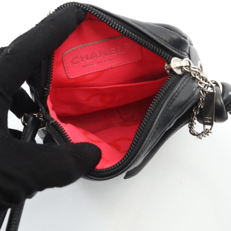 Chanel Shoulder Bag Cambon Line Small Black Leather Cambon Line Pochette Ladies