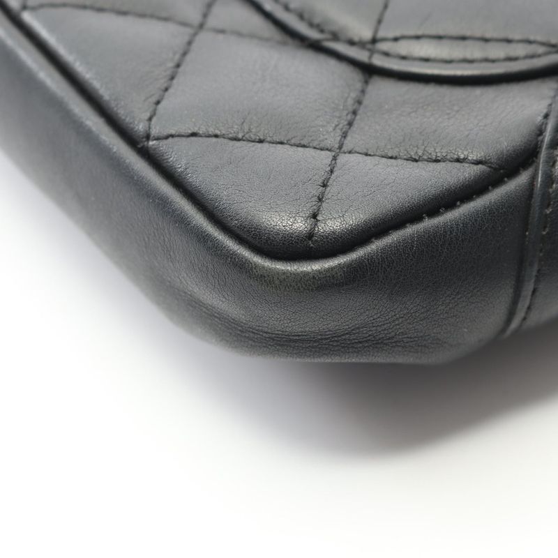 Chanel Shoulder Bag Cambon Line Small Black Leather Cambon Line Pochette Ladies
