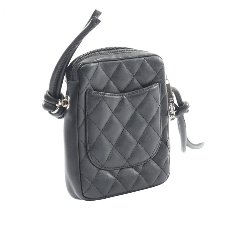 Chanel Shoulder Bag Cambon Line Small Black Leather Cambon Line Pochette Ladies