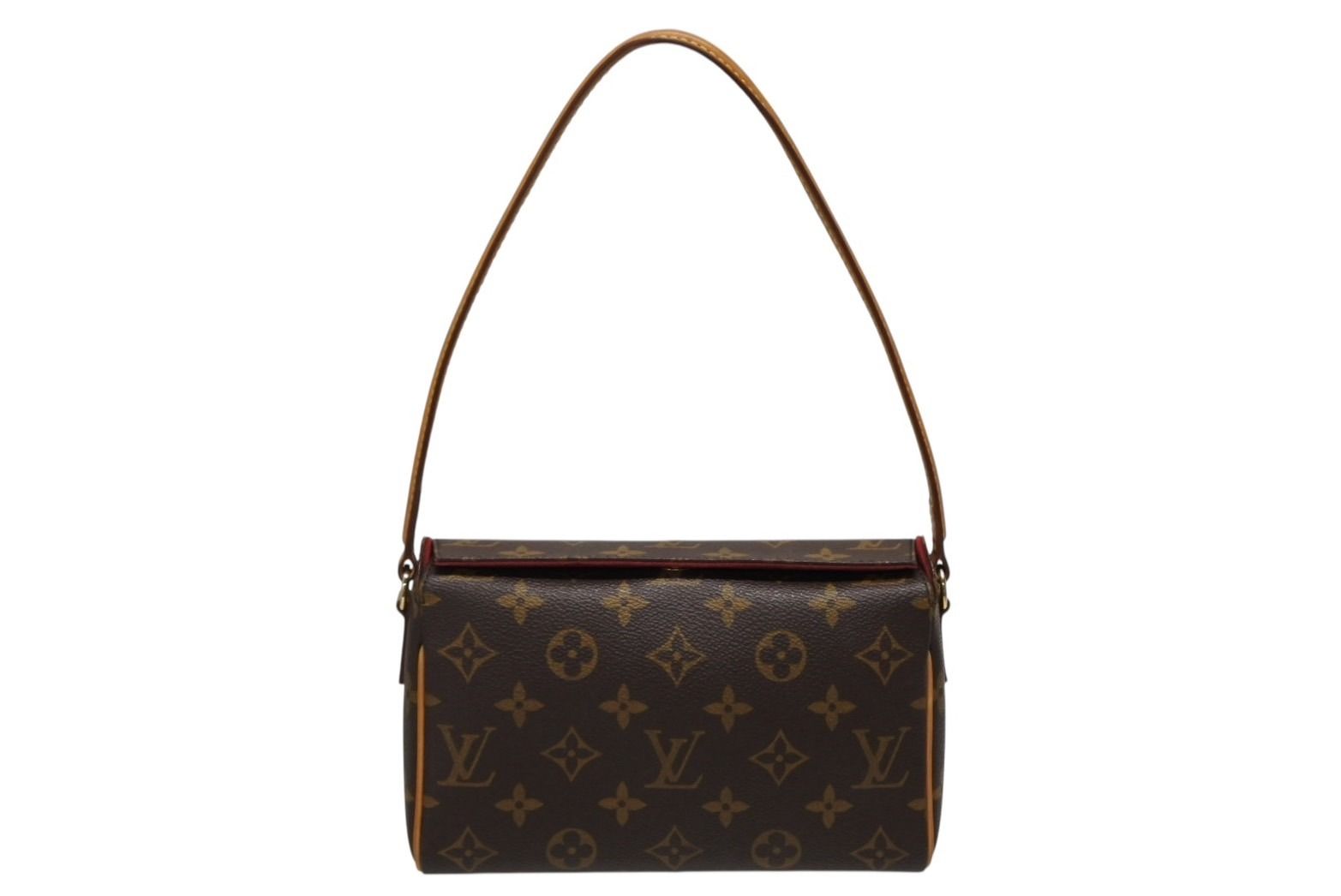 Louis Vuitton Recital Handbag Monogram Canvas Vachetta Leather Brown Gold