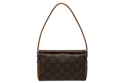 Louis Vuitton Recital Handbag Monogram Canvas Vachetta Leather Brown Gold