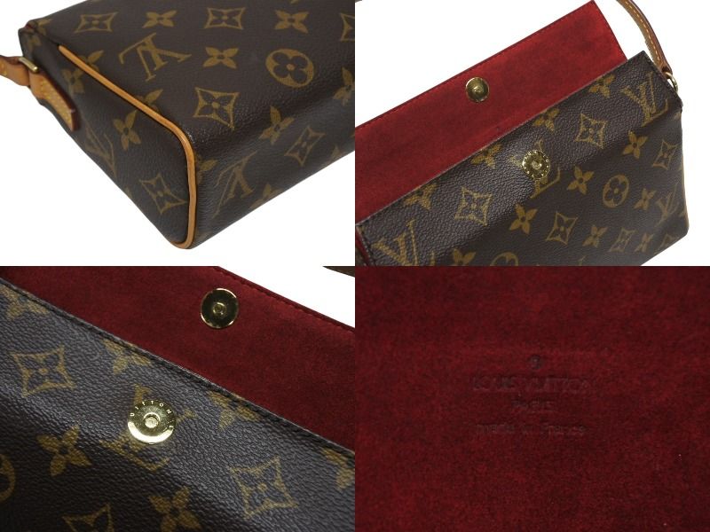 Louis Vuitton Recital Handbag Monogram Canvas Vachetta Leather Brown Gold — view 5