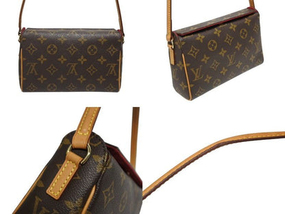 Louis Vuitton Recital Handbag Monogram Canvas Vachetta Leather Brown Gold — view 3