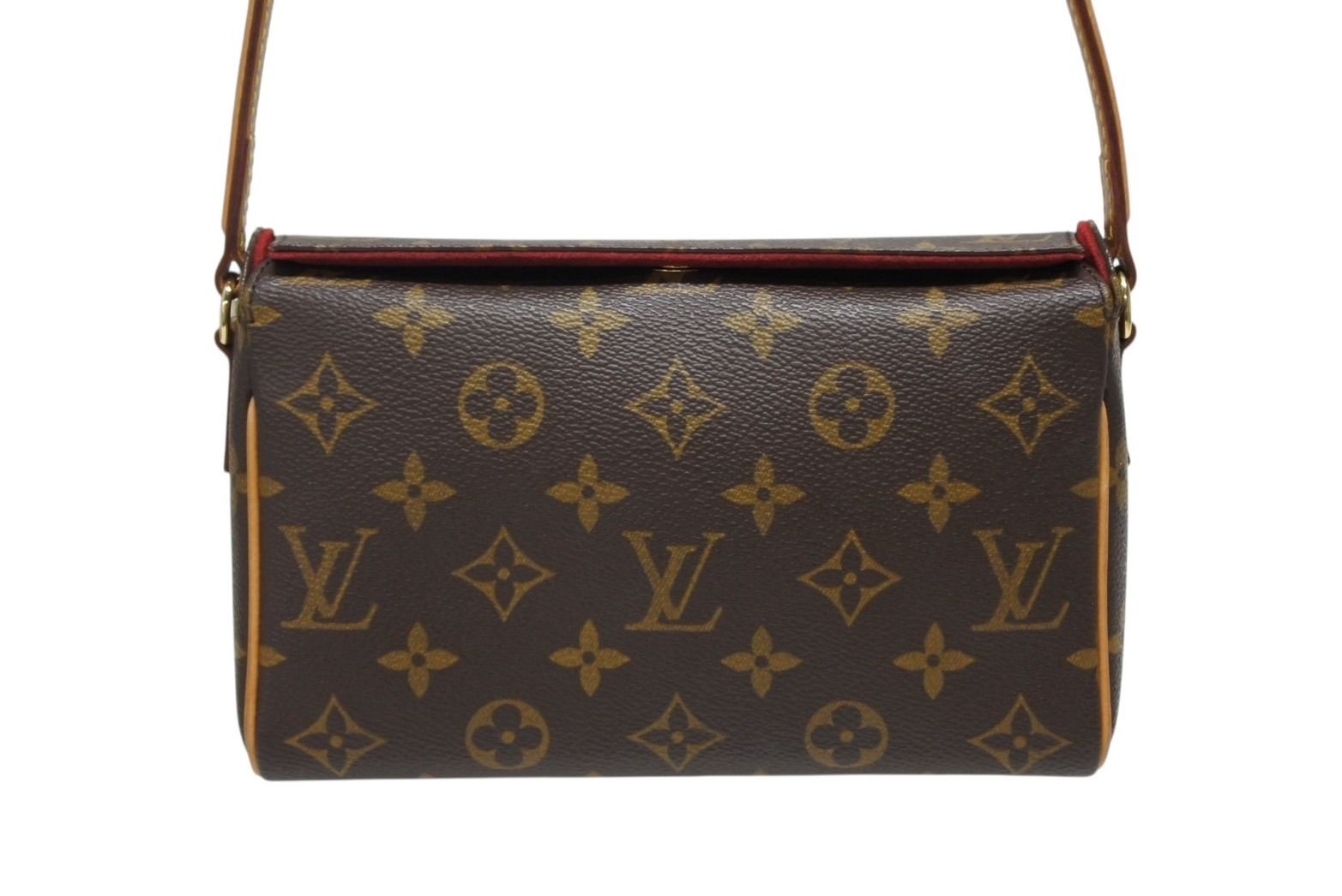 Louis Vuitton Recital Handbag Monogram Canvas Vachetta Leather Brown Gold — view 2