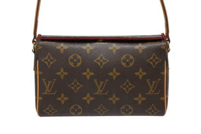 Louis Vuitton Recital Handbag Monogram Canvas Vachetta Leather Brown Gold — view 2