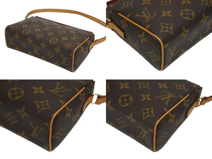 Louis Vuitton Recital Handbag Monogram Canvas Vachetta Leather Brown Gold — view 4
