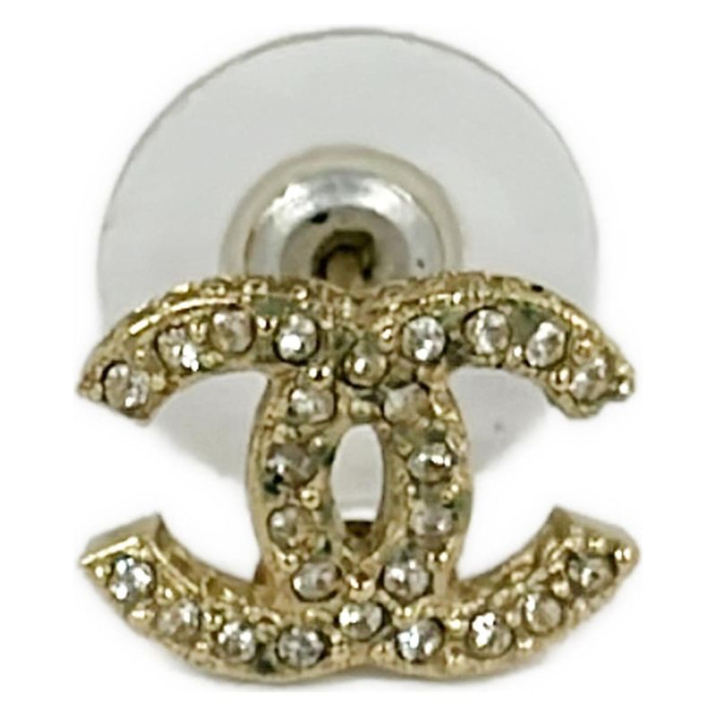 Chanel Earrings Coco Mark Gold Coco Mark Rhinestone One Ear Only